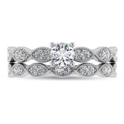 Diamond 1/2 Ct.Tw. Round Cut Bridal Ring in 14K White Gold