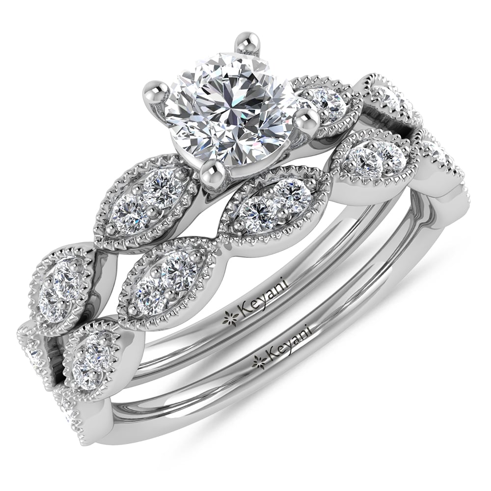 Diamond 1/2 Ct.Tw. Round Cut Bridal Ring in 14K White Gold