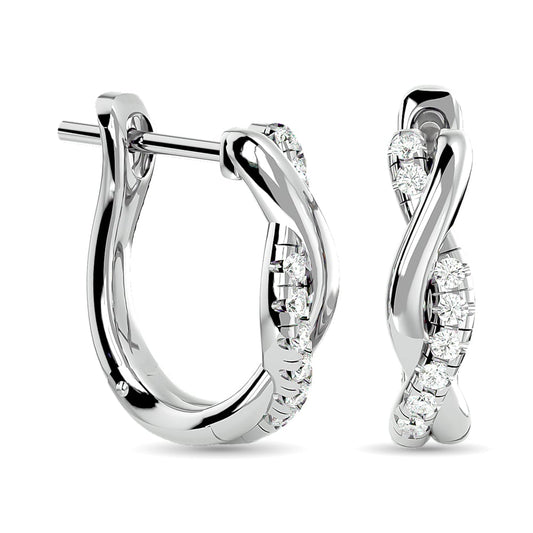 Diamond Hoop earrings 1/5 Ct.tw in 10K White Gold