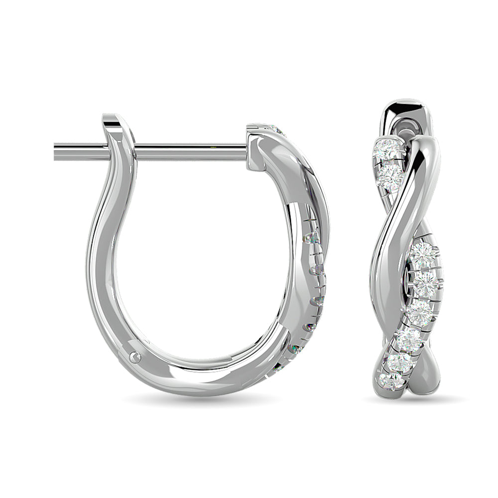 Diamond Hoop earrings 1/5 Ct.tw in 10K White Gold