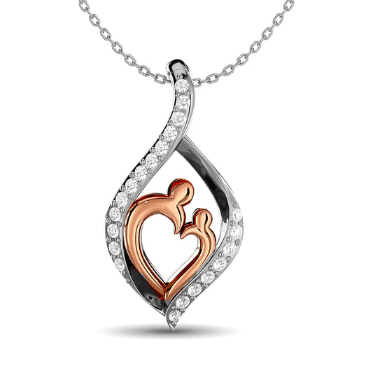 Diamond 1/8 Ct.tw Mom Pendant in 10K White Gold