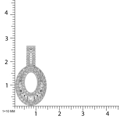Diamond 5/8 Ct.Tw. Round and Baguette Fashion Pendant in 14K White Gold