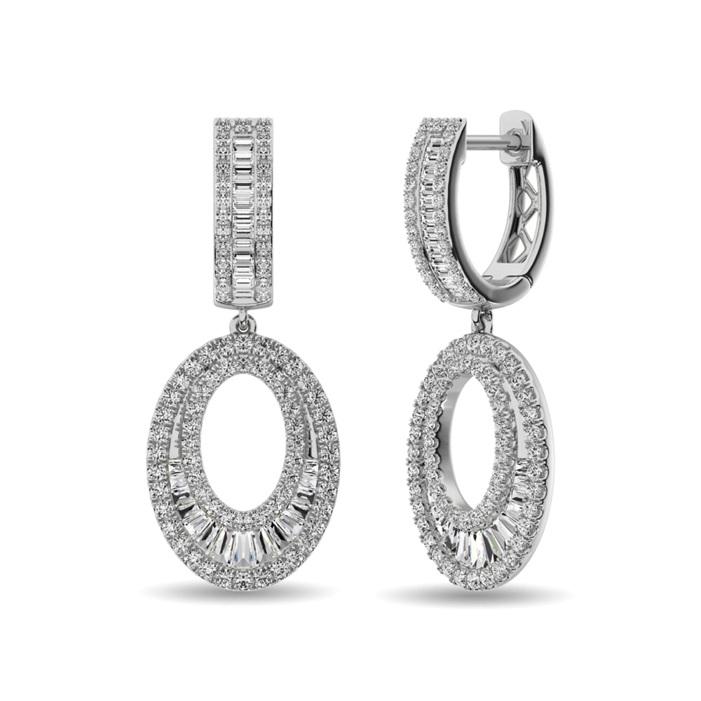 Diamond 1 Ct.Tw. Hoop Earrings in 14K White Gold