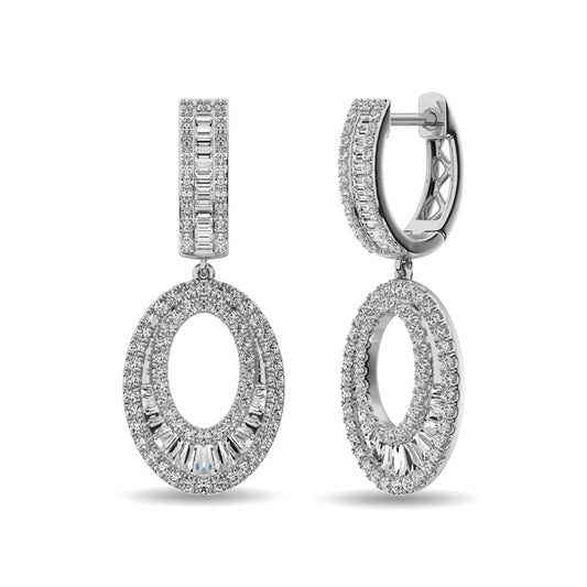 Diamond 1 Ct.Tw. Hoop Earrings in 14K White Gold