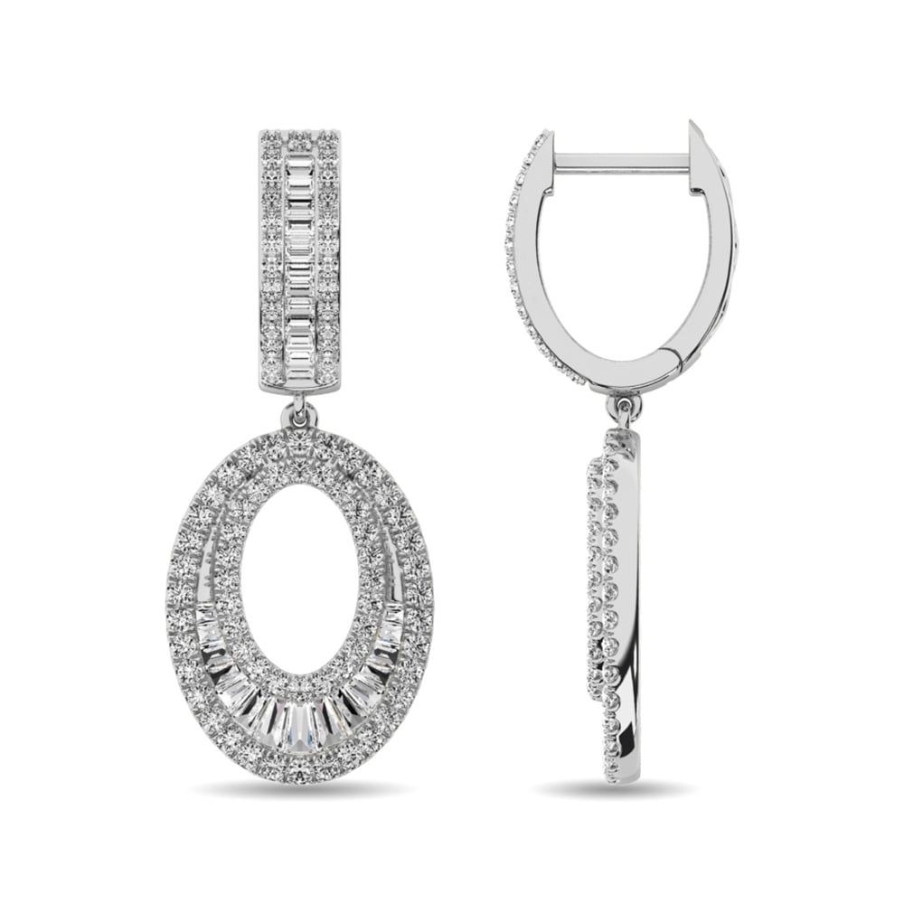 Diamond 1 Ct.Tw. Hoop Earrings in 14K White Gold
