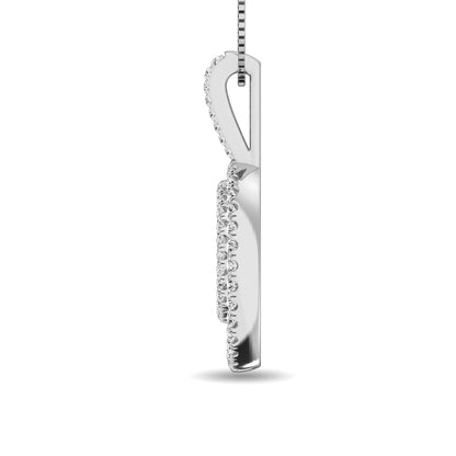 Diamond 5/8 Ct.Tw. Round and Baguette Fashion Pendant in 14K White Gold