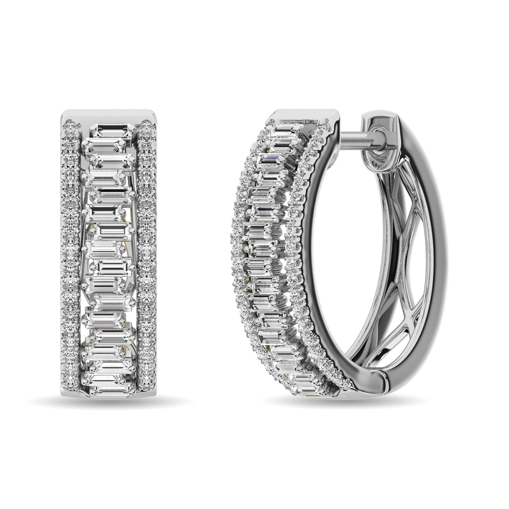 Diamond 1/2 Ct.Tw. Hoop Earrings in 14K White Gold