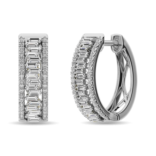Diamond 1/2 Ct.Tw. Hoop Earrings in 14K White Gold