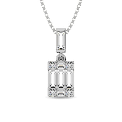 Diamond 1/6 Ct.Tw. Round and Baguette Fashion Pendant in 14K White Gold