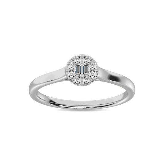 Diamond 1/6 Ct.Tw. Round and Baguette Fashion Ring in 10K White Gold