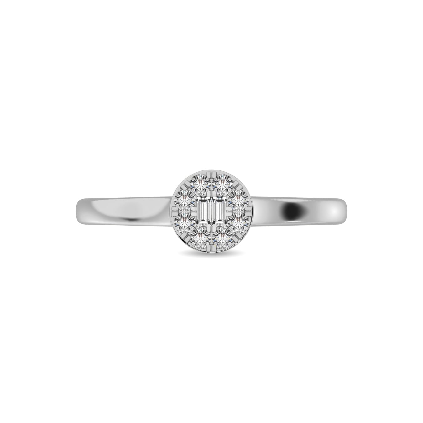 Diamond 1/6 Ct.Tw. Round and Baguette Fashion Ring in 10K White Gold