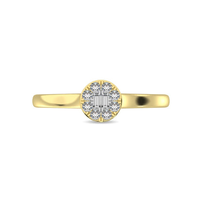Diamond 1/6 Ct.Tw. Round and Baguette Fashion Ring in 10K Yellow Gold