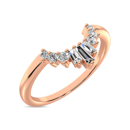 Diamond 1/6 Ct.tw Round and Baguette Fashion Ring in 10K Rose Gold