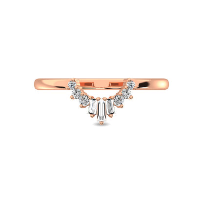 Diamond 1/6 Ct.tw Round and Baguette Fashion Ring in 10K Rose Gold