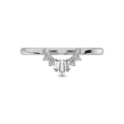 Diamond 1/6 Ct.tw Round and Baguette Fashion Ring in 10K White Gold
