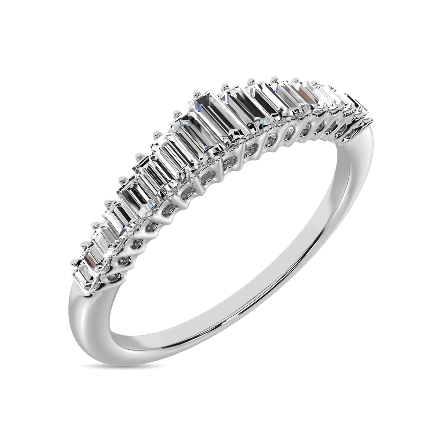 Diamond 1/5 Ct.tw Round and Baguette Anniversary Ring in 10K White Gold