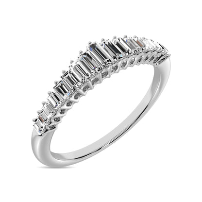 Diamond 1/5 Ct.tw Round and Baguette Anniversary Ring in 10K White Gold