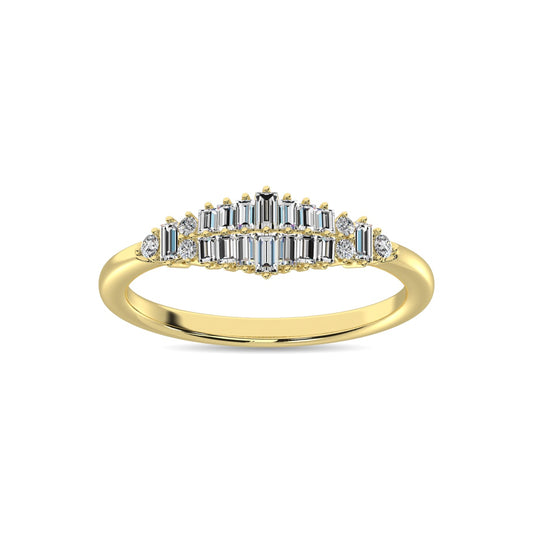 Diamond 1/4 Ct.Tw. Round and Baguette Fashion Ring in 10K Yellow Gold