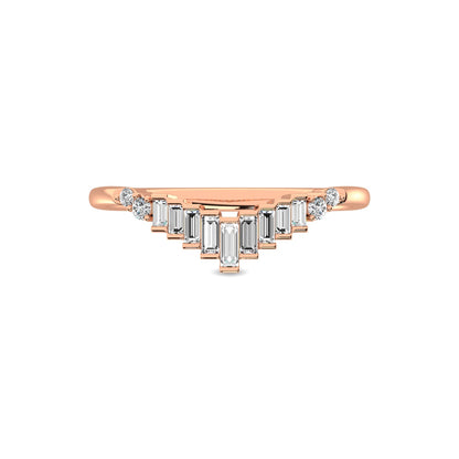 Diamond 1/5 Ct.tw Round and Baguette Chevron Band in 10K Rose Gold