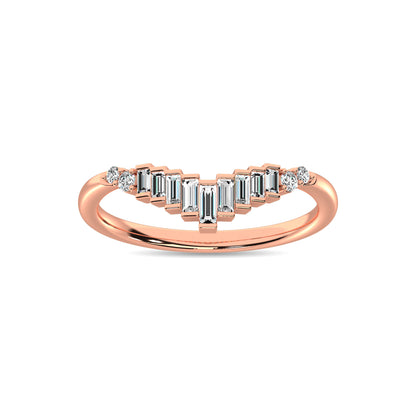 Diamond 1/5 Ct.tw Round and Baguette Chevron Band in 10K Rose Gold