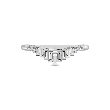 Diamond 1/5 Ct.tw Round and Baguette Chevron Band in 10K White Gold
