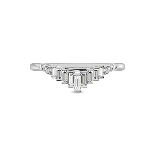 Diamond 1/5 Ct.tw Round and Baguette Chevron Band in 10K White Gold