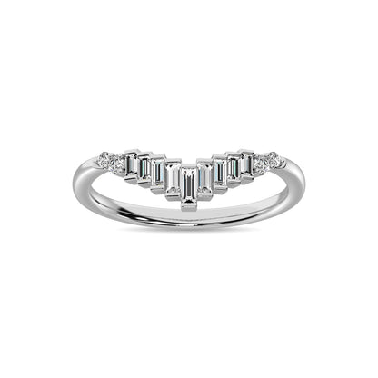 Diamond 1/5 Ct.tw Round and Baguette Chevron Band in 10K White Gold