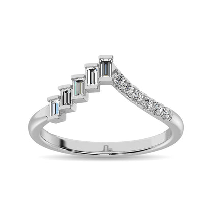 Diamond 1/4 Ct.tw Round and Baguette Band in 10K White Gold