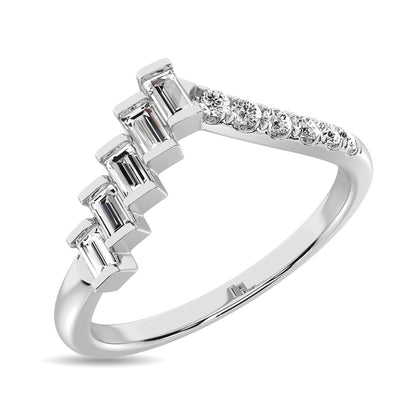 Diamond 1/4 Ct.tw Round and Baguette Band in 10K White Gold
