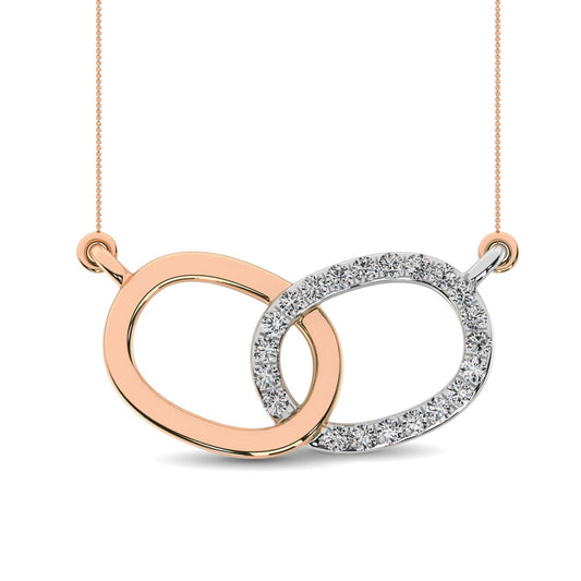 Diamond 1/20 Ct.tw Symatrical Oval Necklace in 10K Rose and White Gold