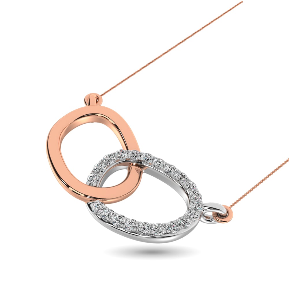 Diamond 1/20 Ct.tw Symatrical Oval Necklace in 10K Rose and White Gold