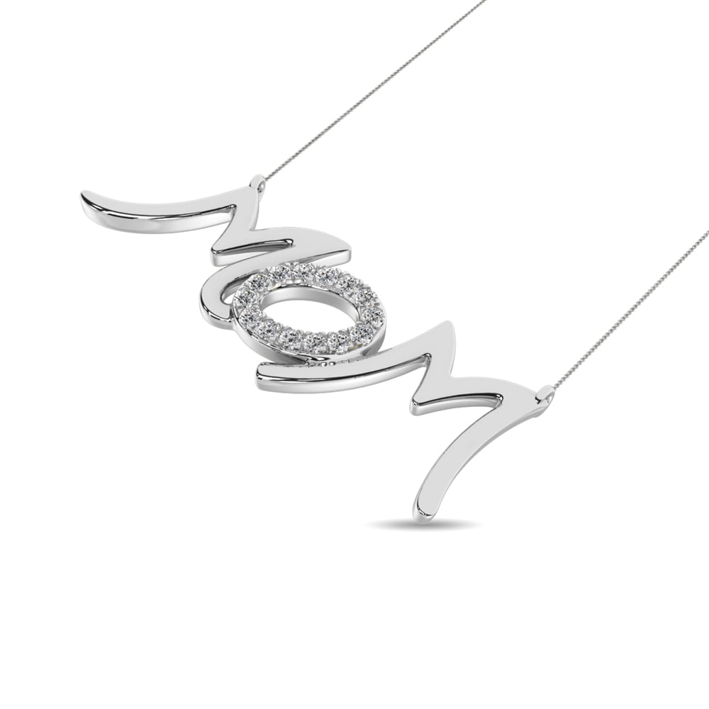 Diamond 1/20 Ct.tw Mom Necklace in Sterling Silver