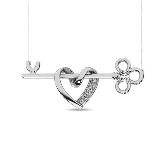 Diamond 1/20 Ct.tw Heart and Key Necklace in Sterling Silver