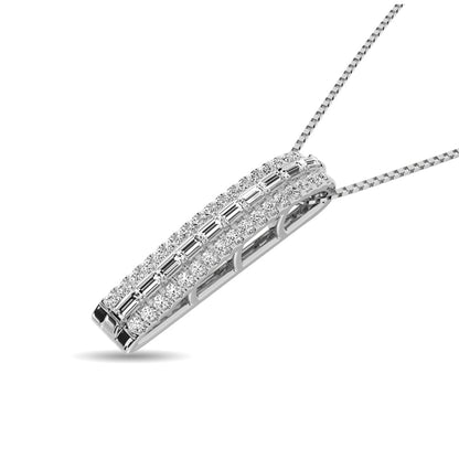 Diamond 1/4 Ct.Tw. Round and Baguette Fashion Pendant in 10K White Gold