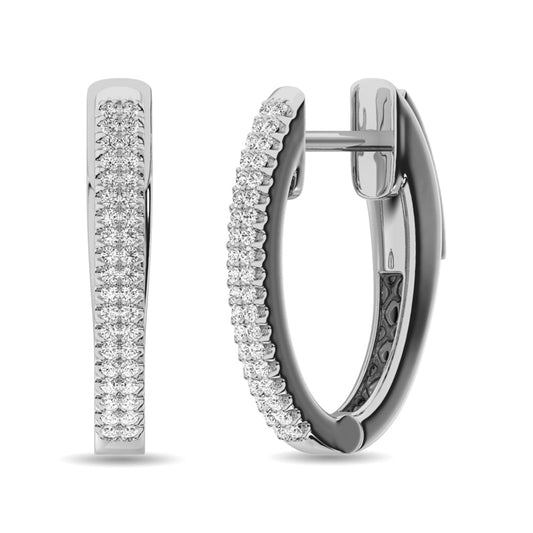 Diamond 1/4 Ct.tw Hoop Earrings in 10K White Gold