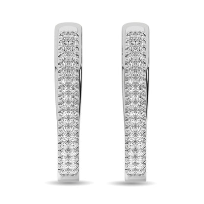 Diamond 1/4 Ct.tw Hoop Earrings in 10K White Gold