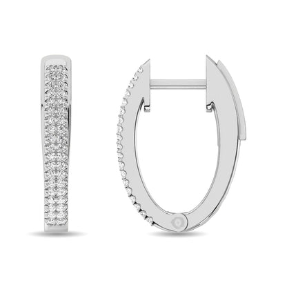 Diamond 1/4 Ct.tw Hoop Earrings in 10K White Gold