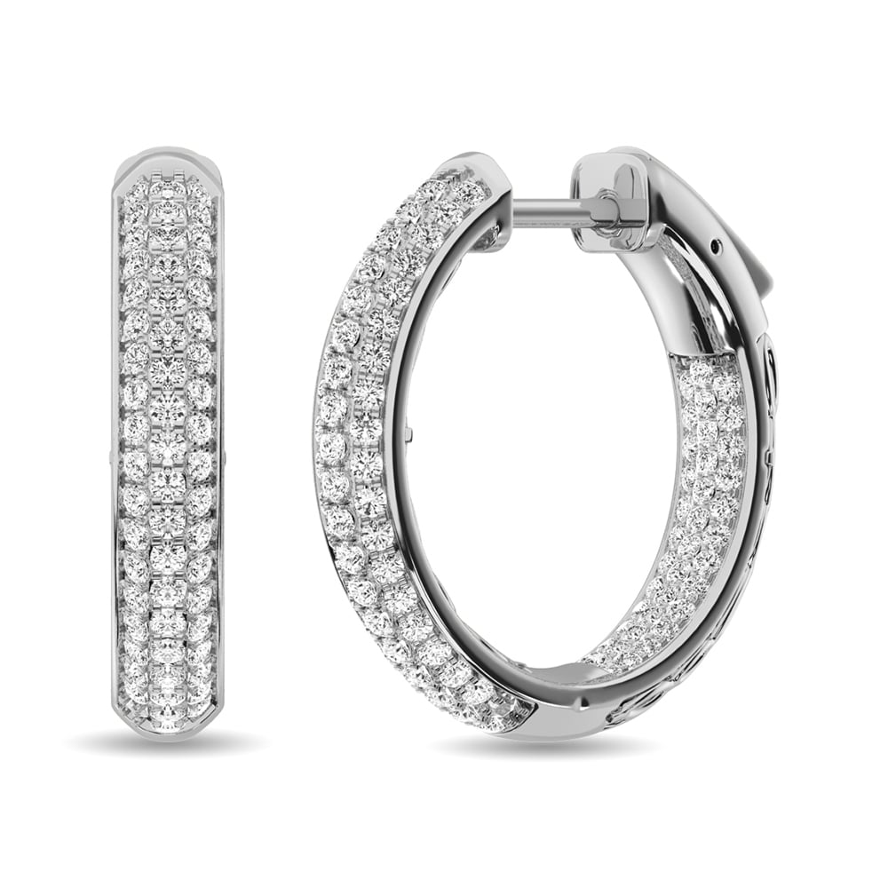 Diamond 1 1/6 Ct.tw Hoop Earrings in 14K White Gold