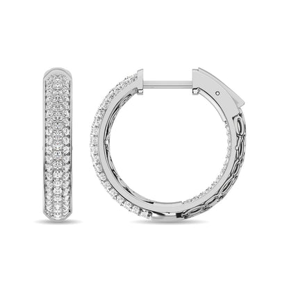 Diamond 1 1/6 Ct.tw Hoop Earrings in 14K White Gold