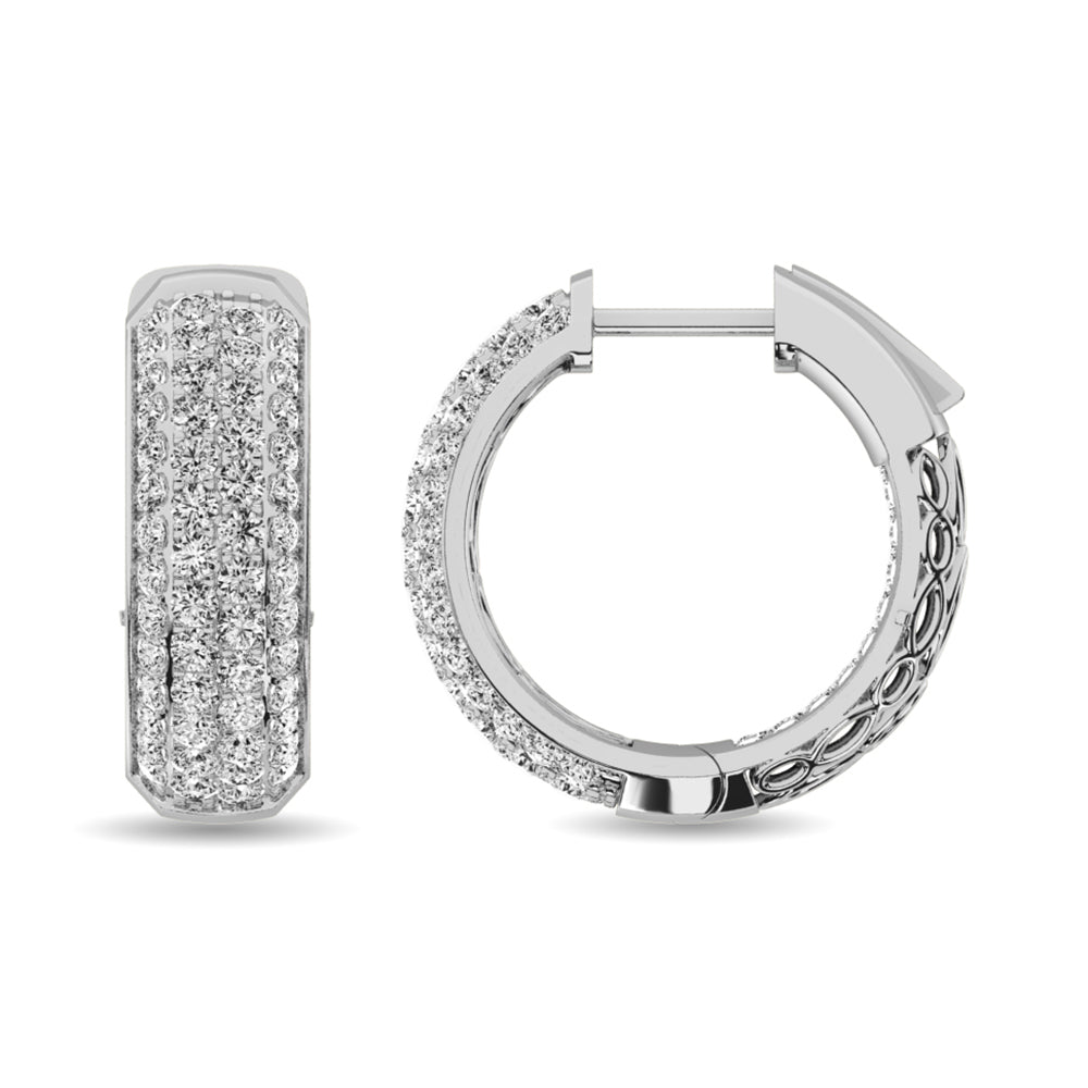 Diamond 2 1/8 Ct.tw Hoop Earrings in 14K White Gold