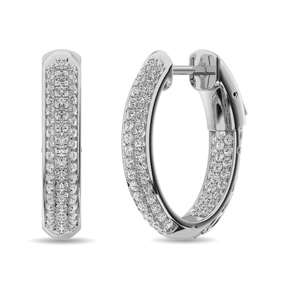 Diamond 1 Ct.tw Hoop Earrings in 14K White Gold
