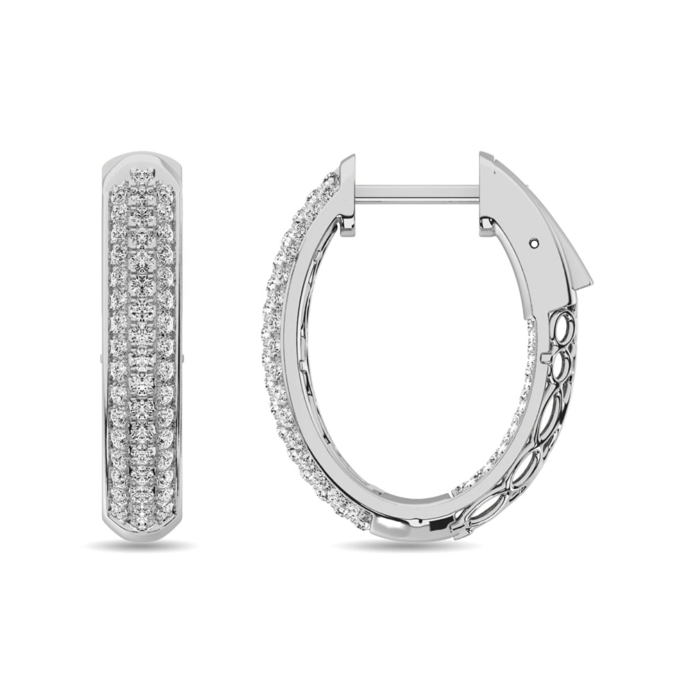 Diamond 1 Ct.tw Hoop Earrings in 14K White Gold