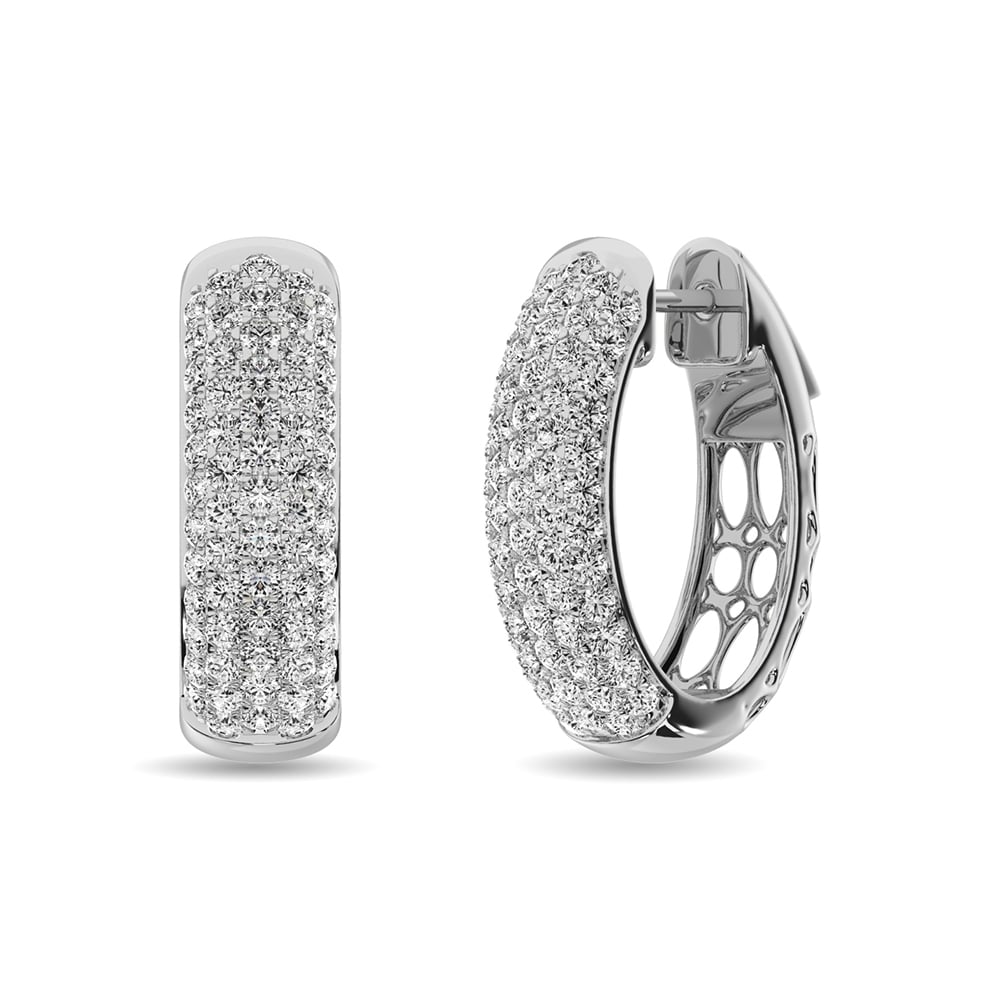 Diamond 2 1/10 Ct.tw Hoop Earrings in 14K White Gold