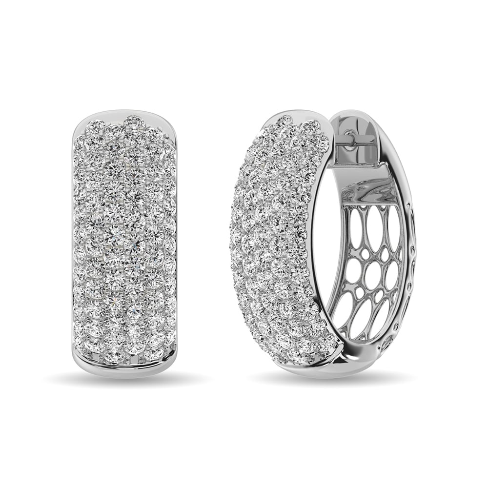 Diamond 3 1/10 Ct.tw Hoop Earrings in 14K White Gold
