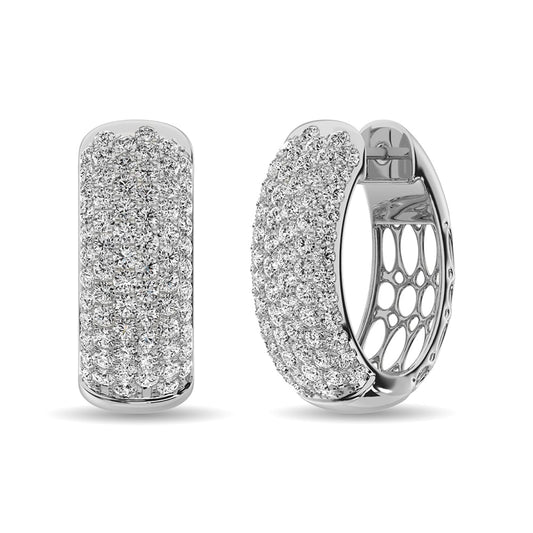 Diamond 3 1/10 Ct.tw Hoop Earrings in 14K White Gold