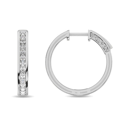 Diamond 1 Ct.tw Hoop Earrings in 14K White Gold