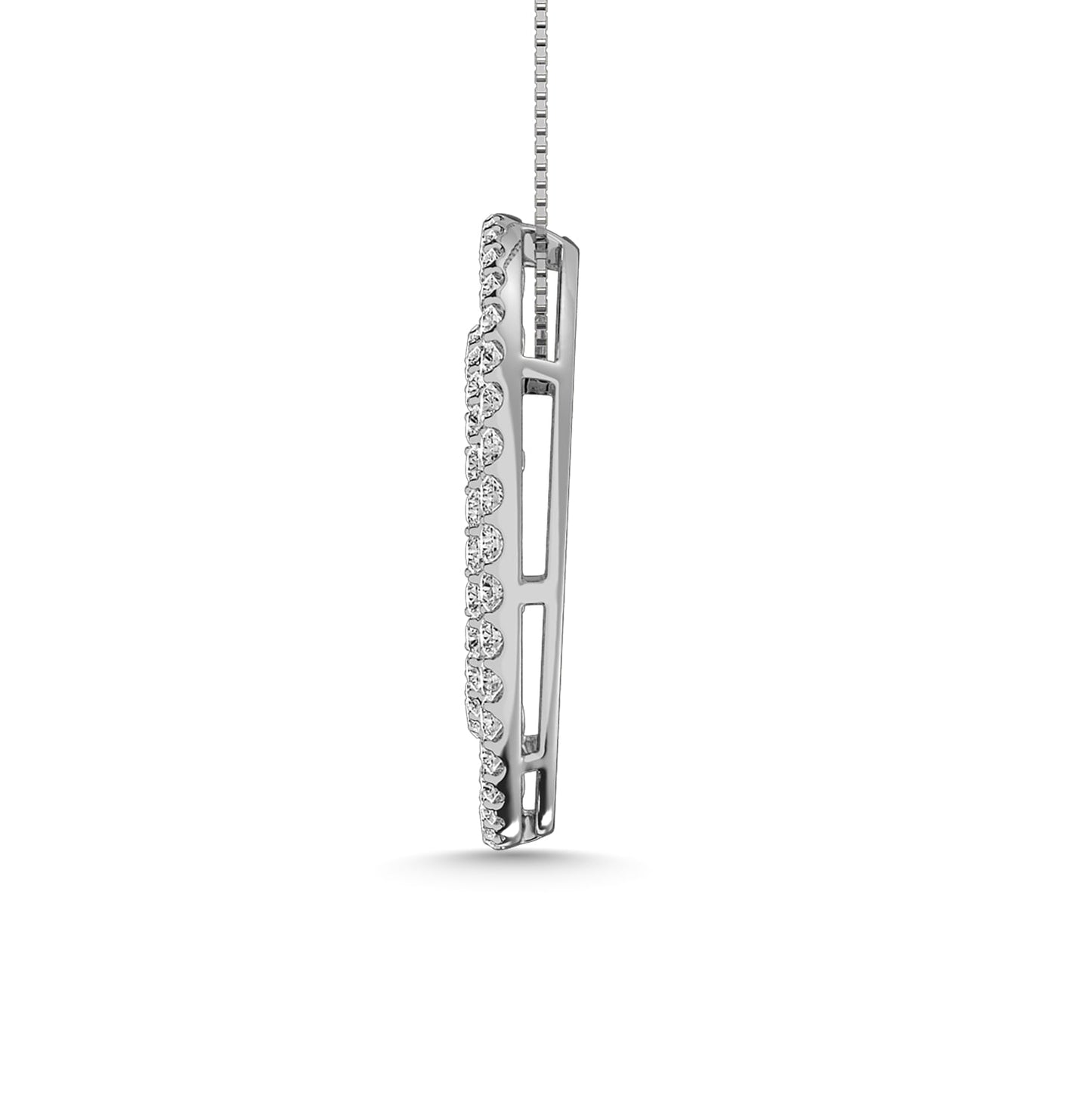 Diamond 2 Ct.Tw. Circle Round and Straight Baguette Fashion Pendant in 14K White Gold
