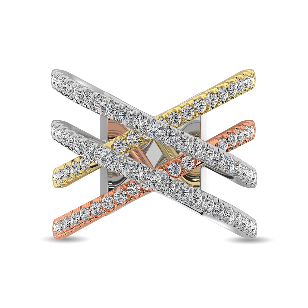 Diamond 1 Ct.tw Fashion Ring in 14K Three Tone Gold