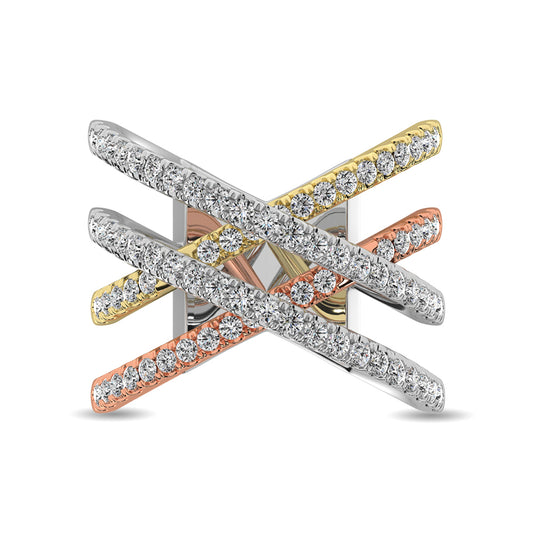 Diamond 1 Ct.tw Fashion Ring in 14K Three Tone Gold