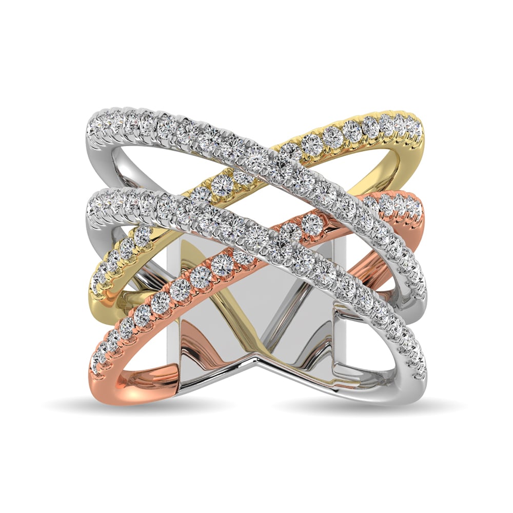 Diamond 1 Ct.tw Fashion Ring in 14K Three Tone Gold